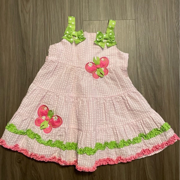 Emily Rose Toddler Girls Pink and Green Butterfly Checkered Gingham Dress size2T - Picture 6 of 7